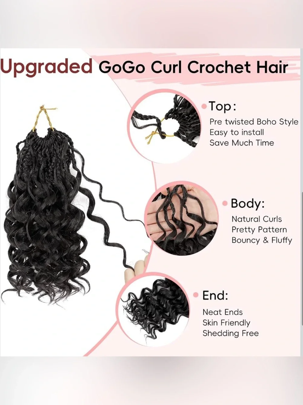 Pre-Twisted Gogo Curly Crochet Hair 8” - 8 Packs 1B
